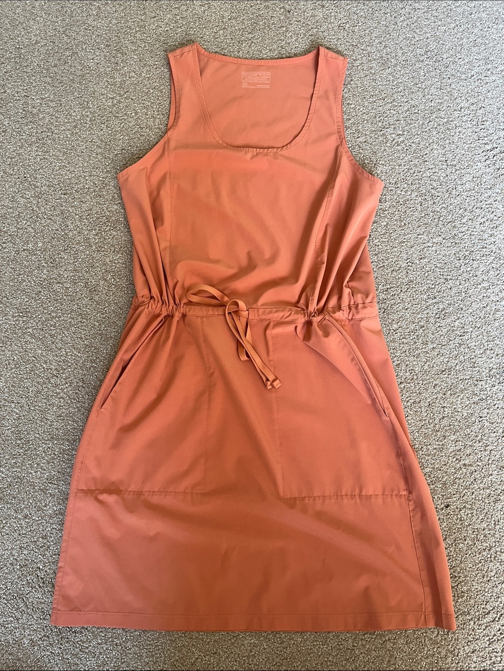 Patagonia Sleeveless Drawstring Midi Dress in Salmon
